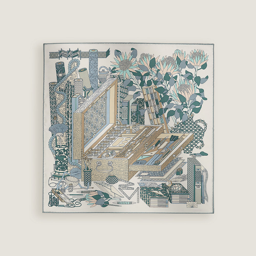 Les Tresors d'un Artiste scarf 45 - Blue | Hermès Singapore